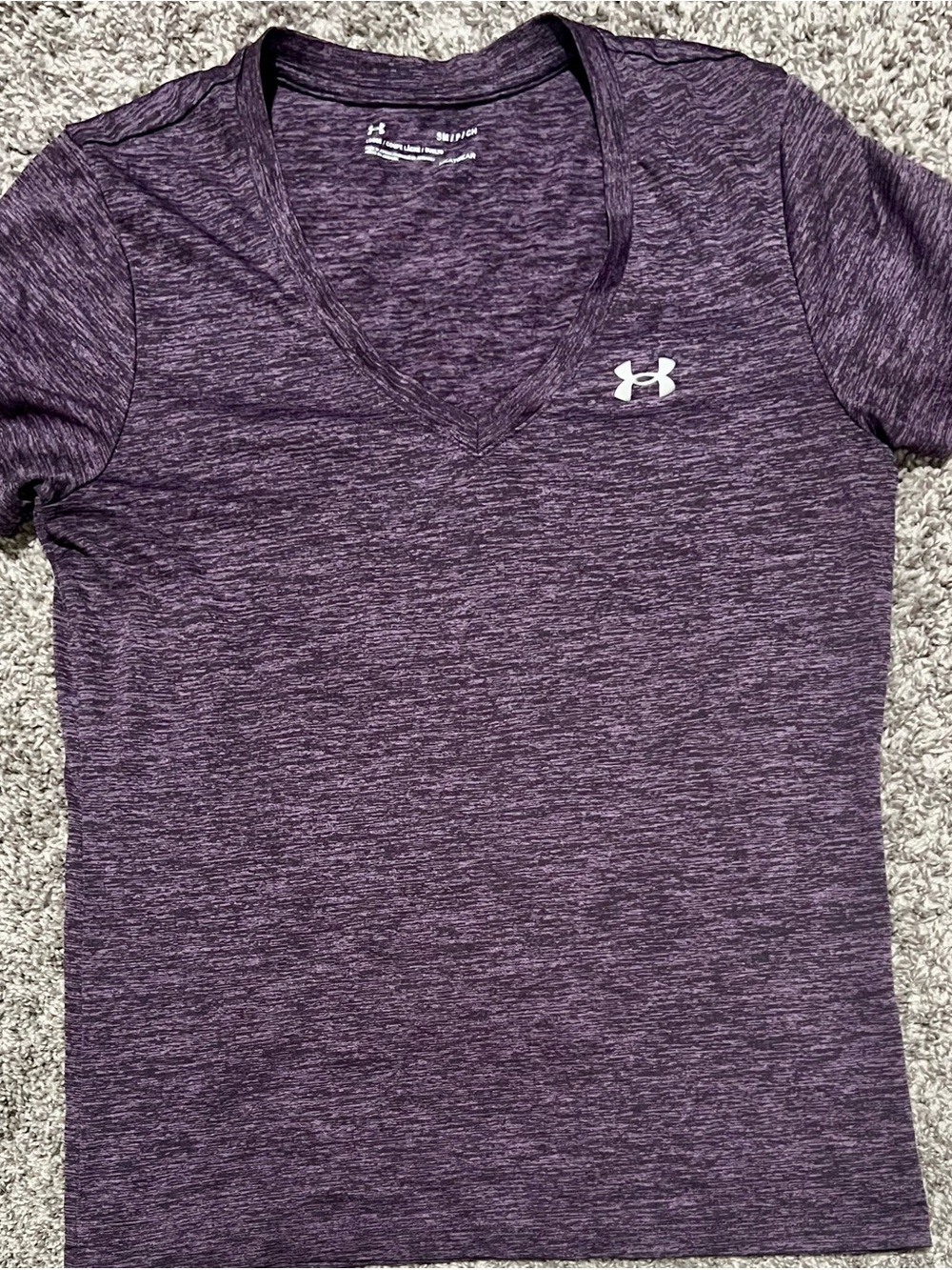 Under Armour Women's Heathered Plum V-Neck Short Sleeve Tee